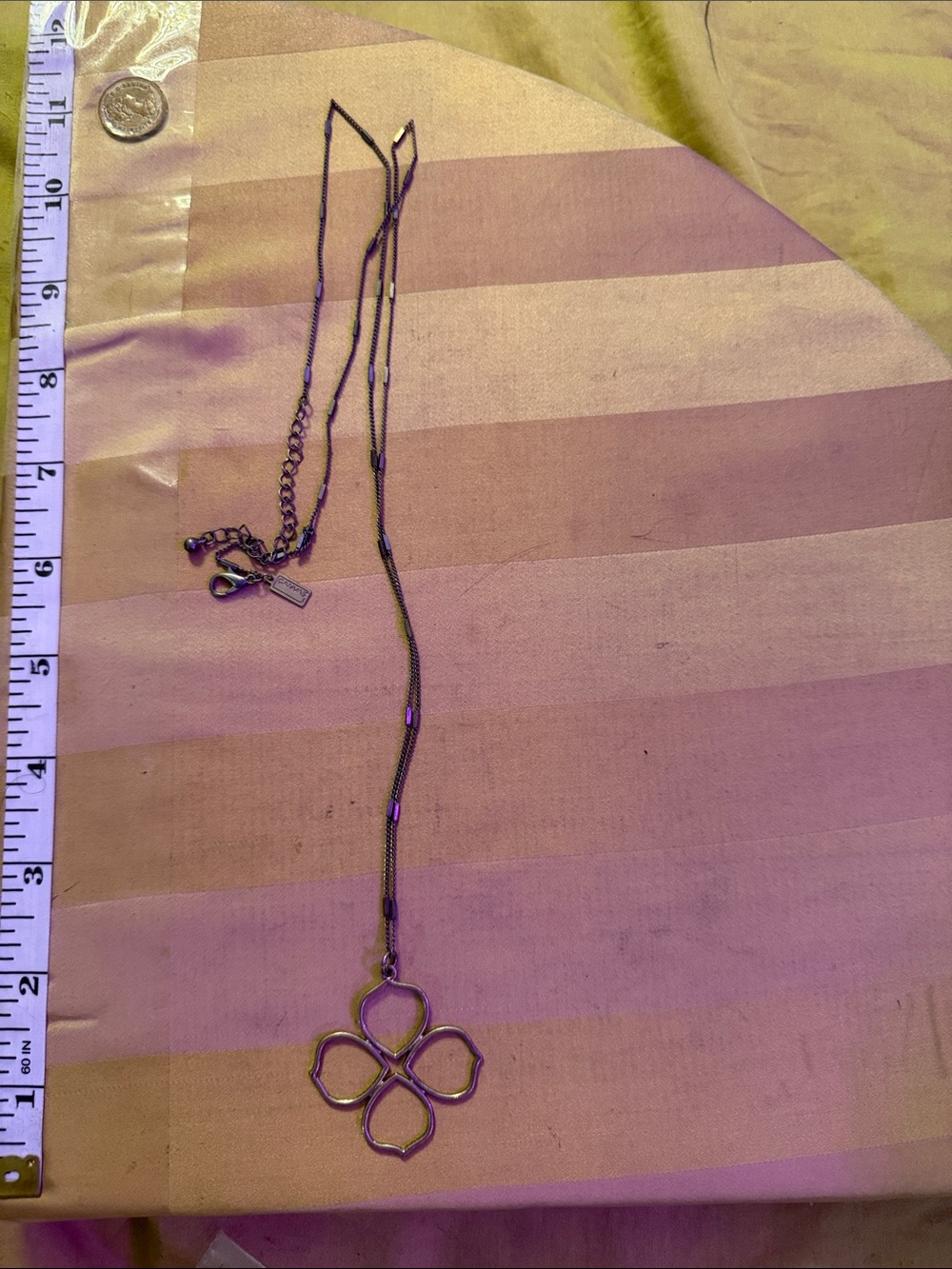 Bella Canvas brass colored Floral Outline Pendant Necklace - Picture 3 of 3